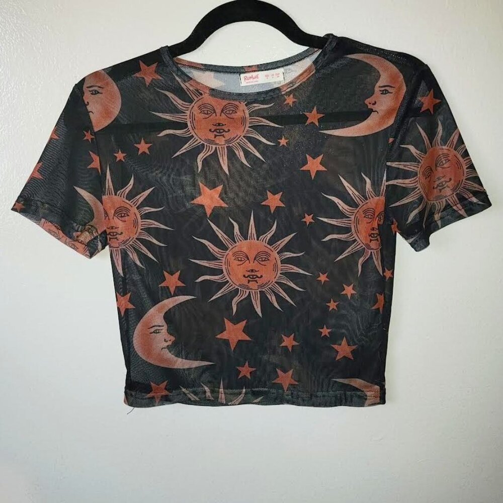 Romwe Sheer Celestial Top | Size S/4